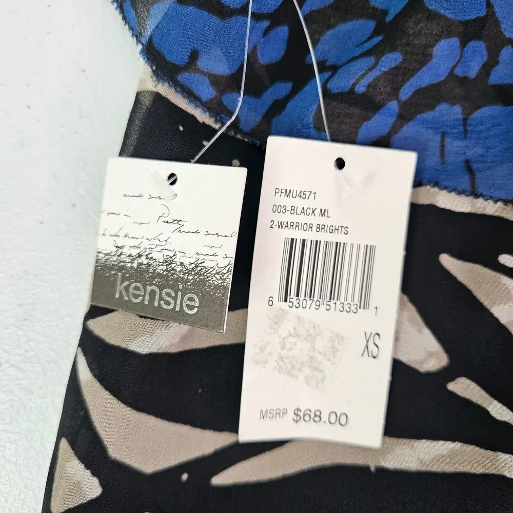 Kensie Women's XS Blue Multicolor Halterneck Sleeveless Backless Blouse NWT - Picture 10 of 15